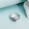 18K 로즈 골드 반짝이는 매듭 반지 Pandora Real Sterling Silver Jewelry Sparkling CZ Diamond Gift Gift Girls Rings 세트