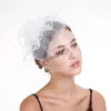 Berets Lady Fedoras Hat Female British Style Party Girls Wedding Hearwear Bridal Veil Fashion Feather B-8293