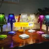 이탈리아 디자인 아크릴 카르텔 배터리 테이블 램프 충전 LED 야간 조명 터치 USB 화려한 꽃 램프 룸 호텔 장식