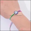 Bracelets de charme 12pcs/lote atacado de corda trançada pulseira azul turco e mal o olho de casal casais mulheres jóias ajustáveis ​​de cordas 860 r dhvvn