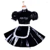 Lässige Kleider Abschließbare süße Dienstmädchen-Uniform Cosplay PVC-Lolita-Kleid Kurze Puffärmel Halloween-Outfit Crossdresser Plus Size Sissy