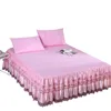 Bed rok roze rufflers Koreaanse kanten bed rok matras cover set elastische platen kussensloop meerdere maten beschikbaar #sw 221205