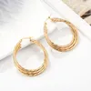 Boucles d'oreilles de cerceau tendance en forme de boucle d'oreille en forme de boucle g￩om￩trique plaque m￩tallique multi-niveaux dor￩ne femme en acier inoxydable hypoallerg￩nique