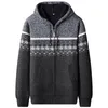 Men's Jackets Winter Jacket Men Fleece Warm Hooded Cardigan Coat Fashion Patchwork Knitted Casual Outerwear Mens Clothing 2022