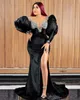 2023 Arabo Aso Ebi Black Mermaid Prom Dresses Pizzo Perline Sera Festa formale Secondo ricevimento Compleanno Fidanzamento Abiti da damigella d'onore Abito ZJ664