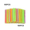 Drinking Straws 100Pcs Disposable Plastic Mticolor Bendable Long St Party Birthday Celebration Supplies Inventory Wholesale Drop Del Dhfkl