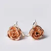 Boucles d'oreilles en argent Sterling 925 avec fleurs de roses pour femmes, bijoux d'oreille à la mode, Style Simple, cadeau pour dame