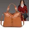 Evening Bags High Quality 2023 Big Cowhide Motorcycle Fashion Classic Double Pocket Women's Bag Large Capacity Handheld One