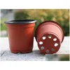 Planters Pots Double Color Flower Pots Plastic Red Black Nursery Transplant Basin Unbreakable Flowerpot Home Planters Garden Suppl Dhgge