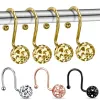 12 st/set duschgardinkrokar ringar dekorativa bling metall rostsäkra duschhängare för badrumsgardiner