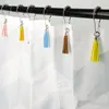12 PCS/Set Decorative Shower Curtain Hooks Rust-Resistant Stainless Steel Ring with Tassels for Bathroom