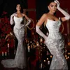 Abiti da sposa eleganti a sirena alla moda Abiti da sposa in pizzo da illusione sexy Abito da sposa Aso Ebi