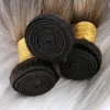 Pacote grau 8a com cor ombre t1b/cinza cabelo virgem brasileiro onda reta cabelo humano tece 4 peças por lote