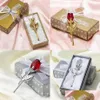 Fashion Party Favor Crystal Rose Favors With Colorf Box Party Baby Shower Souvenir Ornament f￶r g￤st Romantiska br￶llopspresenter Alla hj￤rtans dag Partihandel EE
