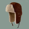 베레모 2022 겨울 따뜻한 폭격기 모자 남성 러시아 소비에트 군대 양털 우 샨카 기병 스키 스노우 이어 플랩 모자