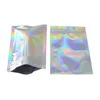 Resealable Plastic Retail food-grade Packaging Bags Holographic Aluminum Foil Pouch Smell Proof mylar Bag for Food Candy Storage 2types Laser packing baggies