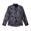 M￤ns avslappnade skjortor 2022 Spring och Autumn Trendy Men's tryckt l￥ng￤rmad skjorta British Style Fashion Leopard Print Top