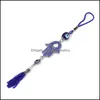 Ключевые кольца ювелирные аксессуары Blue Enge Eye Key Ring Fatimas Клавиши для рук кисточки подвесные модные украшения Клавки Женские 6 9BD Y2 DHR2Q