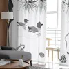 Rideau Animal Panda Branche Encre Peinture Tulle Rideaux Pour Enfants Chambre Salon Fenêtre Traitements Sheer Voile Cuisine Rideaux