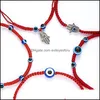 Braccialetti con ciondoli Blu Evil Eye Catena Donna Uomo Intrecciato Corda rossa Bracciale con ciondoli Doppie perline Bracciali gioielli Regolabili 1 55Yh G2B D Dhxmr