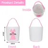 Easter Party Bunny Basket Sequin Egg Hunt Bags For Boys Girls Canvas Candy Storage Gifts handbags With Fluffy Tail Easter Day Decorations