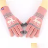 Christmas Decorations Christmas Decorations Rimiut Fashion Knit Thick Gloves Touch Sn Mens And Womens Christmass Deer Print Warm Aut Dhqnv