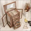 Boxes Boxes Jewelry Boxes Emfogo Box For Women 5 Layer Large Wood Organizers Necklaces Earrings Rings Bracelets Rustic Organizer 27x16x3