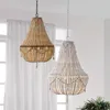 Pendant Lamps Bohemian Handmade Solid Wood Beads Decorated Restaurant Home French American Bedroom White Chandelier Lamp