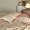 Bettwäsche-Sets Svetanya Bohemian Pink Pastoral Flowers Ägyptische Baumwolle Set Queen King Size Bettwäsche Spannbettlaken Bettbezug 221205