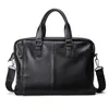 Bortk￶rningar Natural Cowskin 100% ￤kta l￤der M￤ns portf￶lj Fashion Large Capacity Business Bag Black Manlig axel Laptop Bag 221205