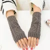 Knee Pads Winter Knitted Arm Warmer Wool Half Finger Long Gloves Female Thicken DIY Handmade Crochet Twist Sleeve Fingerless