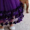 Girl Dresses Princess Ball Gown Party Tutu Dress For Brithday Wedding Kids Gowns Purple Handmade FlowersChildren Clothing 2022