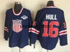 Maillot de hockey équipe USA blanc Patrick Kane Zach Parise Jamie Langenbrunner Brian Rafalski Tim Thomas Ryan Miller Phil Kessel Brett Hull Ice