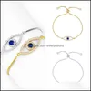 Bedelarmbanden Blue Evil Eye Charmel Blacelet Koper Pol Zirkoon sieradenketen Women Gold Sier Color Bracelets 7 5As G2B Drop Dhlkw