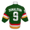 9 Barclay DONALDSON BroomCounty BLADES Slapshot Movie Hockey Jerseys Com Captain C Patch Green Men Women Youth Double Stitched