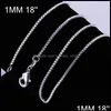 Kedjor kedjor halsband h￤ngar smycken 925 sterling sier pl￤terad halsbandskedja 1618204 1mm tunn l￥da cykelh￤nge f￶r kvinnor och m￤n otmub