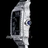 ZYF M8215 Paved Diamonds Automatik-Herrenuhr XL, 40 mm, Miyota, schwarzes Zifferblatt, weißes römisches, vollständig vereistes, rechteckiges Diamantgehäuse und Armband, Super Edition Puretime A1