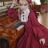 Costume à thème japonais victorien élégant rouge Lolita robe femmes Vintage doux Kawaii fée Loli tempérament fille étudiante princesse