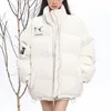 Women's Down Parkas Winter design metal PU leather cotton padded jacket womens Korean version thickened stand collar bread fashion 221205