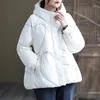 Piumino da donna Parka invernale Piumino bianco ispessito cappotto donna tinta unita giacca calda a maniche lunghe 221205