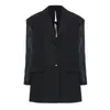 Costumes pour femmes noir Blazer femmes tempérament ample 2022 automne revers à manches longues simple boutonnage couleur unie veste grande taille