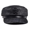 Boinas novidades masculino de couro real punk haps finos do rebite punk masculino Caps de beisebol de pele de carneiro Mulheres estudantes da marinha britânica Casquette