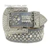 Designer Bb Simon Belts for Men Women Shiny diamond belt Black on Black Blue white multicolour with bling rhinestones as gift miss seller