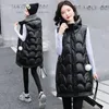 Women's Vests 2022 Shiny Down Vest Women's Thickened Autumn Winter Loose Outerwear Mid-Long Cotton Padded Jacket Waistcoat Fashion Coat