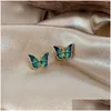 Charm Charm Boucles d'oreilles 53665 Papillon vert foncé C3 Drop Delivery Jewelry Dh7Zo