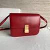 TEEN Classic Flap Bag in Box, poliertes Kalbsleder, luxuriöse Handtasche, Büro, Weekender-Taschen für Damen, Geldbörse, Clutch, 24 cm, Kosmetikbox