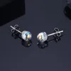 Boucles d'oreilles à tige cristal étincelant en argent Sterling 925 forme de boule irrégulière colorée pour les femmes bijoux