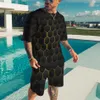 Trass de traje masculino de verão de superdimensões de verão conjuntos de praia estampe 3d imprimir 2 peças shorts de tendência Tee Top Casual Top Vintage Fort 221206