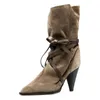 Buty Wskazane palce stożkowe Pasek krzyżowy Mid-Boots Fashion Damskie buty plus size