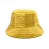 Berretti Cappelli per donna Autunno Inverno Secchio Agnello Peluche Morbido Caldo Cappello da pescatore Panama Cappellini casual Lady Flat Stile coreano